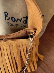 Children's Suede Tassel Handbag, Girls' Vintage Chain Crossbody Small Bag, Baby Stylish Handheld Coin Purse, Suitable For Daily Use - A - View 9