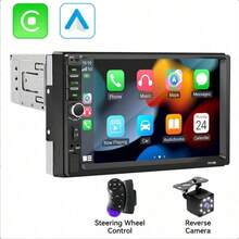 VENBES 7 Inch Single DIN Car Stereo, Wired Apple CarPlay And Android Mirroring, MP5 Multimedia Car Radio, Bluetooth FM USB AUX, 12V Car Head Unit - Main Unit + SWC Cable + 8‑LED Rear‑view Camera - View 14