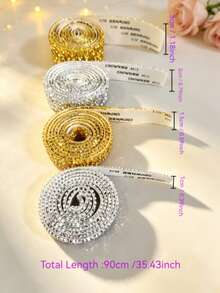 1pc Self-Adhesive Resin Rhinestone Strip Clothing Accessory, DIY Rhinestone Decor - Multicolor - View 10