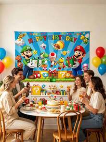 Splendor Birthday Theme Backdrop Cloth, 7 Designs Randomly Available With 1 Being Chosen. High-Definition Pattern. Suitable For Christmas, Halloween, Festivals And Daily Birthday Party Photo Setups. The Hanging Cloth Creates A Festive Atmosphere. - Multicolor - View 9