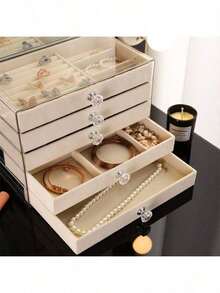 Large Capacity Jewelry Storage Box, Earring Necklace Organizer Box, Luxury Dust-Proof Jewelry Box - Multicolor - View 8