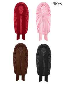Awegeo 4Pcs/1Pc Extra Long Adjustable Silky Satin Sleep Bonnet - Soft & Comfortable, Luxurious Hair Protection, Suitable For Curly/Natural Hair, Multiple Colors Available, Essential Nighttime Hair Care Product - Multicolor - View 9