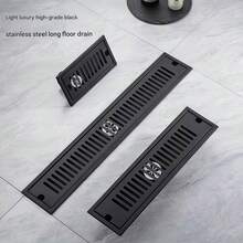 1pc Black Rectangular Floor Drain, Thickened Stainless Steel Design, High Drainage Capacity, Odor Prevention, Suitable For Hotel, Shower Room, Balcony And More - Multiple Sizes Available - Thickened Rectangle - View 11