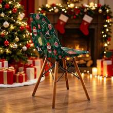 1/2/4/6pcs Christmas Print Shell Chair Covers, Removable & Washable, Suitable For Home, Hotel, Banquet - Multicolor - View 8