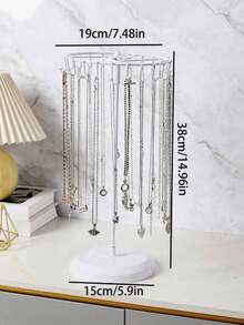 2/1pc Detachable Wrought Iron 23-Hook Large Capacity Rotating Jewelry Display Rack, Creative European Style Necklace Storage Stand, Daily Home Jewelry Organizer - Removable Rotating Iron Storage Rack - View 11