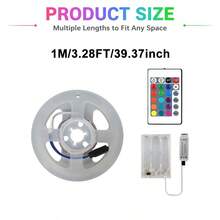 1 pieza Tira LED RGB autoadhesiva con control remoto de 24 teclas, luz ambiental cortable alimentada por batería para dormitorio, sala de juegos, boda, ventana & decoración DIY festiva (Baterías no incluidas) - Teclado de 24 teclas DCH - Ver 13