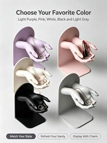 1PC Sculptural Hand-Shaped Vanity Storage Box, Matte Plastic Desktop Small Item Organizer, Decorative Jewelry Display Stand, Can Hold Earrings, Necklaces, Lipsticks, Vanity Desktop Decor Storage Rack - Multicolor - View 2