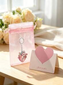 2D Flat Acrylic Pendant With Rose Floral Pattern, Keychain With Artery Pattern. Fashionable Bag Charm, Cardiologist Gift, Nurse Medical Student Gift, Car Keychain, Birthday Gift, Holiday Party Gift, Medical Student Graduation Souvenir, First Aid Training Completion Gift - Multicolor - View 3