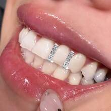 1pc Vertical Bar 4-Diamond Gold Tooth Grill, Cross-Border Trade Accessory, Cool Daily Streetwear Hip-Hop Personalized Versatile Grillz - Multicolor - View 1