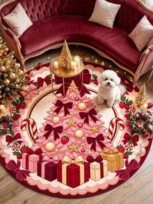 1 Adet 2D Baskılı Noel Ağacı Dekoratif Halı, Kalınlaştırılmış Halı, Kalın Halı, Tüylü Halı, Sonbahar/Kış Halısı, Kalınlaştırılmış Halı, Dekoratif Halı, Yatak Odası Dekoru, Küçük Halı, Halı, Ev Dekoru, Oturma Odası Halısı, Oturma Odası Küçük Halı, Yatak Odası Halısı, Oturma Odası Ev Dekoru, Dış Mekan Halısı, Yıkanabilir Halı - Çok Renkli B - Görünüm 1