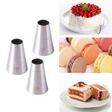 3pcs Large Round Metal Cake Cream Decorating Piping Tips, Stainless Steel Piping Nozzles, Baking Tools #1A #2A #3A - Multicolor - View 9