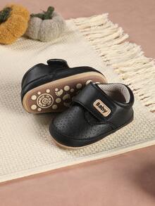 Fashionable Minimalist Casual Hook And Loop Design Sports Shoes Soft Sole Anti-Slip Kids Shoes - Black - View 1