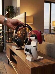 Soporte Universal 3 en 1 para Mando de Juego y Auriculares, Organizador de Escritorio Ahorrador de Espacio, Estante de Almacenamiento para Auriculares para Jugadores Hardcore y Usuarios Casuales, Estantería de Almacenamiento, Accesorios de Escritorio, Accesorio de Juego, Decoración de Sala de Juegos - Multicolor - Ver 9
