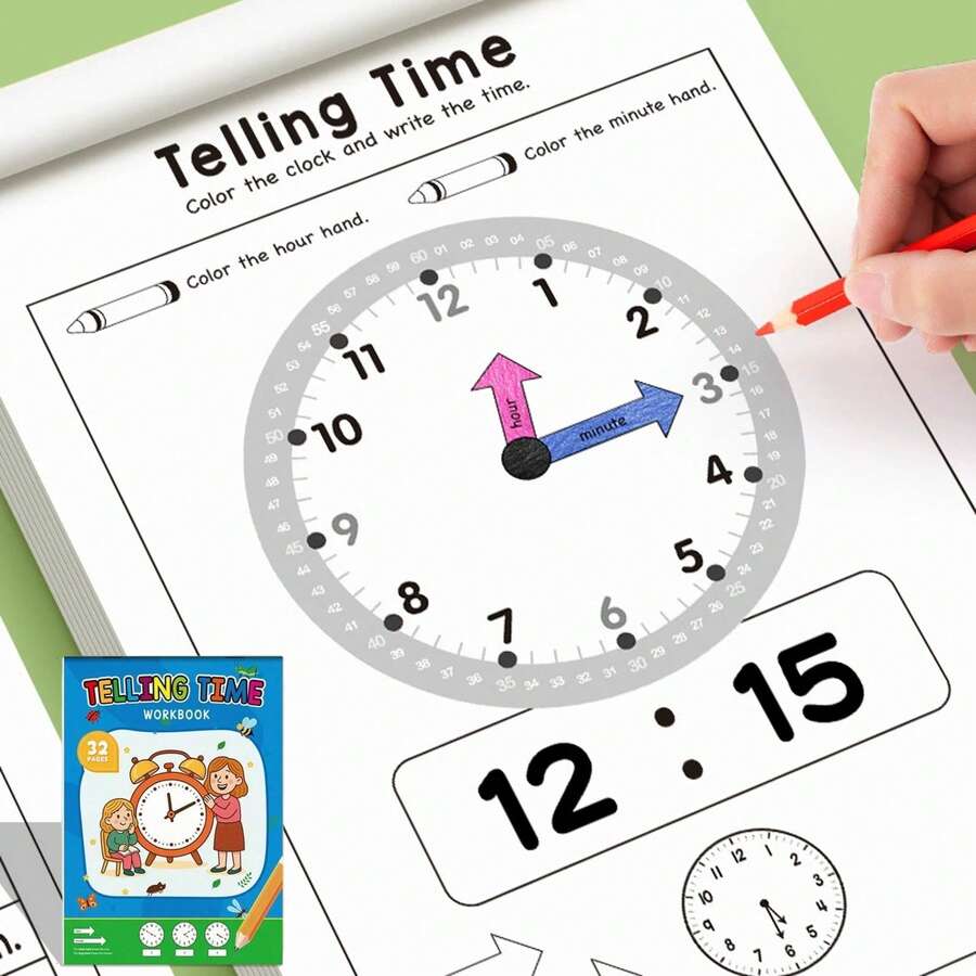 1 Set Buku Latihan Pengenalan Waktu, Buku Latihan Mencocokkan Waktu, Lembar Kerja Latihan Membaca Jam, Buku Aktivitas Waktu Kejadian Harian, Latihan Pekerjaan Rumah, Alat Tulis Sekolah - MultiWarna - View 1