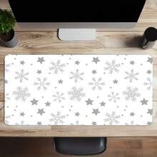 1pc Snowflake Falling Star Twinkling Winter Quiet Silver Covered Non-Woven Fabric Keyboard Mouse Pad Desk Mat For Office Work Gaming Washable Holiday Decoration - Twinkling Stars - View 2
