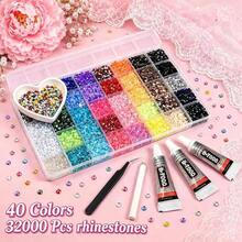 15/24/28/40/42 Colors Resin Jelly Rhinestone Decoration Set, Includes Tweezers And Dotting Pen, 3mm Multi-Color Rhinestone Accessories Kit, Suitable For Art Creation, Handmade DIY, Shoe Rhinestone Decoration, DIY Handmade Jewelry - View 2
