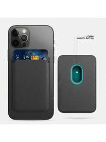 Universal Magnetic Phone Back Card Holder, Leather Card Sleeve For Daily Travel - Multicolor - View 6