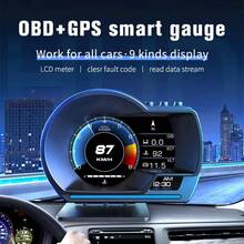 OBD + GPS HUD P6 Car OBD Head Up Display HUD On Board Computer Digital Speedometer Water Temp Fuel Consumption Slope Meter - A - View 3