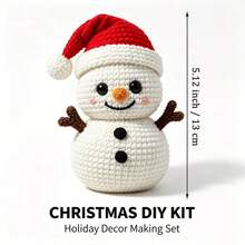 Winter Snowman Crochet Kit, Beginner Handmade Knitting Set, English Step-By-Step Tutorial, Premium Durable Yarn With Full Crochet Accessories, Birthday Valentine's Day Christmas Easter Gift - C-Multicolor Set - View 2