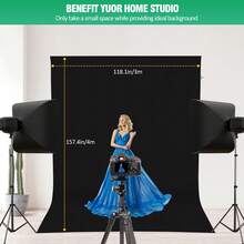1. Latar Belakang Fotografi (Tersedia dalam Berbagai Ukuran dan Warna) - Latar Belakang Elegan untuk Potret dan Fotografi Studio; Terbuat dari Bahan Vinyl, Cocok untuk Ulang Tahun dan Berbagai Perayaan; Desain Minimalis, Bahan Ringan. - Hitam - View 2