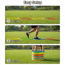 15pcs Multi-Functional Training Ring Set And Storage Bag (Random Agility Hoop Colors), Suitable For Various Sizes Of Agility Rings Used In Basketball And Football - Multicolor - View 6