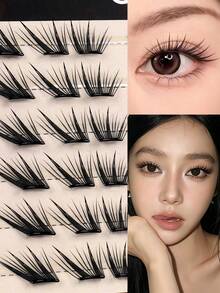 MAANGE 36 Clusters Glue-Free Fluffy Eyelashes, Slanted Fox-Style Cartoon Eyelashes With Pointed Tails, Enlarges Eyes, Creates Natural Makeup Look, No Glue Needed, Exquisite Packaging, False Eyelashes - C - View 4