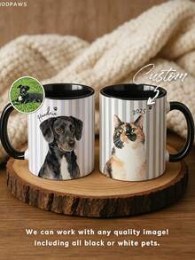 Customizable 11oz Ceramic Coffee Mug, Personalized With Photo, Text And Logo, Holiday Commemorative Cup, Suitable For Office, Home, Father's Day, Valentine's Day Gift, Applicable For Birthday, Engagement, Wedding, Graduation (Single-Sided/Double-Sided) - Multicolor - View 3