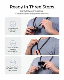 TELESIN SE3 Base Neck Mount For Action Cameras Soft Cushioning Flexible Storage Chest Strap Necklace Holder Universal 3-Prong Adapter Hands-Free Neck Mount For First-Person Perspective Video Recording - View 11