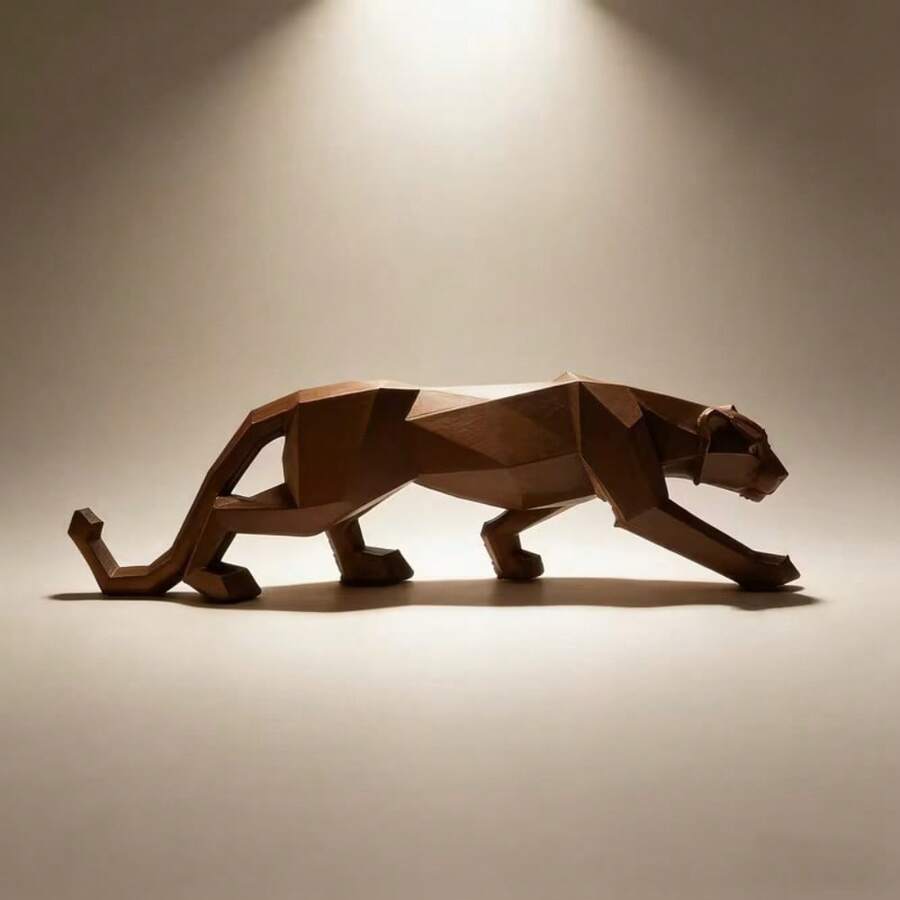 Cross-Border New 3D Printed Geometric Style Cheetah Figurine Ornament, High Detail Texture Decorative Statue, Creative Desktop Decor, Modern Minimalist Home Decor, Artistic Desktop Ornament, Home Gift - Multicolor - View 1