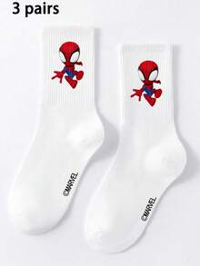 1/3 Pairs Marvel Men's Mid-Calf Socks, Minimalist Creative Funny Spider-Man Graphic, Interesting Halloween Gift Socks - Multicolor - View 9