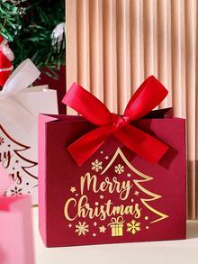 15pcs Burgundy, White, Pink, Black, Green, Blue Christmas Gift Boxes - Printed With Christmas Gift, Snowflake And Christmas Tree Patterns, Suitable For Gift Packaging, Party Favors And Home Christmas Decor - View 1