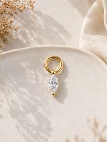EleRunis 1PC 925 Sterling Silver Dainty Dangle Piercing Charm Drop CZ Build Your Own Handmade Earring Charm Fine Jewelry For Daily Wear Party Engagement - Gold - View 9