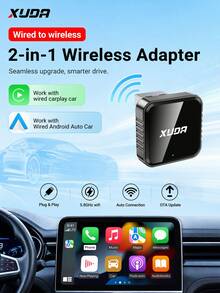 XUDA New CarPlay Ai Box Mini Superbox Wired To Wireless, Wireless CarPlay And Android 2in1 Functions, With 2.4-5.0 GHz WiFi 5, For With 99% Of Cars Equipped With Wired CarPlay And Android Functions - E - View 2