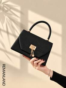 REMANLAND 1pc Elegant Fashion Shiny Corduroy Evening Bag, Women's Clutch For Party, Ball, Wedding - Black - View 2