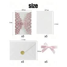 20pcs Gold Glitter Hollow Rose Design Wedding Invitations, Includes Envelopes And RSVP Cards, Pre-Tied Ribbons, Suitable For Weddings, Bridal Showers, Engagement Parties, Anniversaries, Best Gift - one-size - View 6