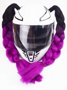 2pcs/Set Helmet Decorative Wig Braids, With Suction Cups And Double-Sided Adhesive, Motorcycle Helmet Wig Braids, Multiple Colors Bicycle Helmet Braids Hair Tail (Helmet Not Included) - Multicolor - View 16