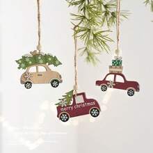 New Christmas Sleigh Reindeer Wooden Creative Small Ornament Light Hanging Decoration Christmas Festival Decor Gift - Multicolor - View 2