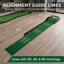 Golf Putting Mat Automatic Ball Return, Dual-Hole Design With Bunker, Indoor Outdoor Golf Putting Trainer, Portable Practice Putting Green Mat For Home Office Backyard, Golf Training Aid Gift For Men Golfer - Dark Green - View 8