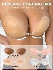 1pc Silicone Breast Pads, Invisible Seamless Push-Up For Small Breasts, Waterproof Sweat-Proof Strapless Adhesive, Suitable For Summer And Wedding Dresses - Multicolor - View 1