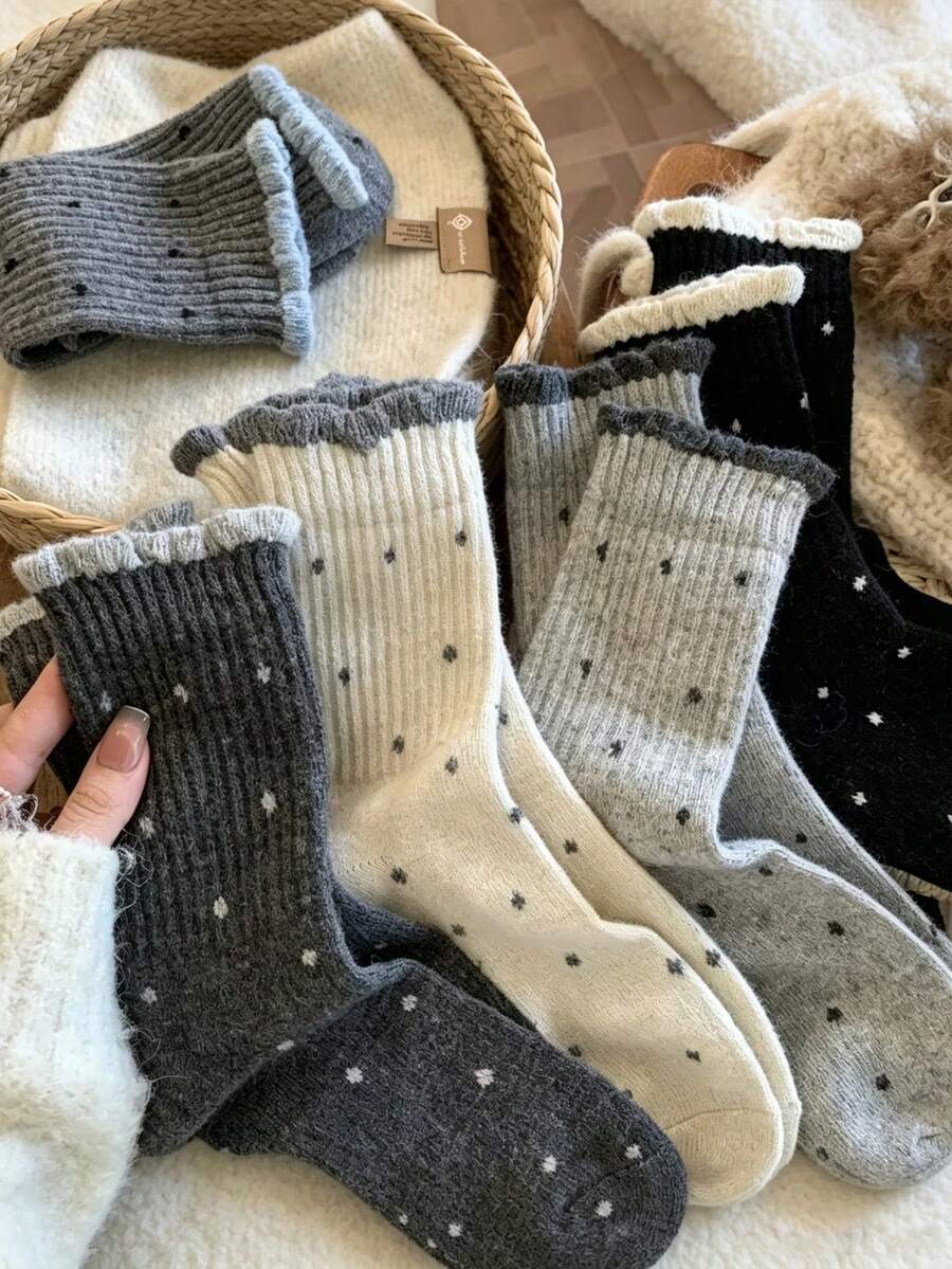 1/5/10 Pairs Women's Warm Winter Socks, Thickened Mid-Calf And Knee-High Socks, Suitable For Outdoor Work And Daily Wear, Soft Sock Combination - Multicolor - View 1