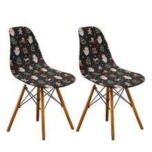 1/2/4/6pcs Christmas Print Shell Chair Covers Elastic Chair Covers For Home, Hotel, Restaurant Chairs, Casual Armless, Suitable For Kitchen, Office, Dining Room And Living Room - Multicolor - View 14