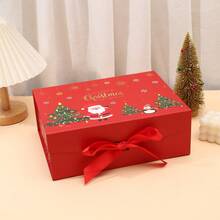1 hộp quà Giáng Sinh kèm nơ ruy băng satin, hộp đựng quà Noel bằng bìa cứng dày gia cố, nhiều họa tiết và kích cỡ lễ hội, bao bì quà tặng cho quà Giáng Sinh - Nhiều màu - Xem 13