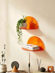 Portable Minimalist Acrylic Display Shelf With Rounded Edges, Dust-Proof Wall-Mounted Storage Rack For Gamers, Suitable For Plants, Kitchen, Apartment Essentials, Home Decor, Coffee Bar, Home Office, Bathroom, Bedroom, Living Room Wall Decoration - Multicolor - View 6