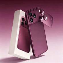 2片裝 酒紅色新款手機鏡頭保護膜，適用於 iPhone 18 Pro Max/18 Pro，金屬裝甲相機鏡頭膜，9H 鋼化玻璃鏡頭蓋，磨砂金屬防刮相機裝飾，日常必備保護配件 - 酒紅色 - 查看 5