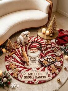 1pc 2D Printed Santa Claus Decorative Rug, Thickened Rug, Thick Rug, Fluffy Rug, Autumn/Winter Rug, Thickened Rug, Decorative Rug, Bedroom Decor, Small Rug, Rug, Home Decor, Living Room Rug, Living Room Small Rug, Bedroom Rug, Living Room Home Decor, Outdoor Rug, Washable Rug - Multi-color a - View 1