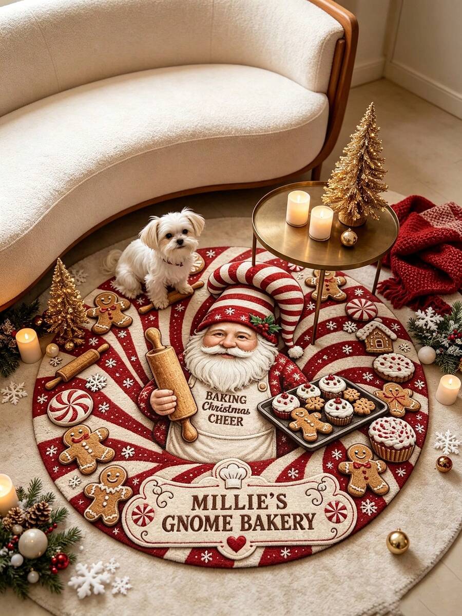 1pc 2D Printed Santa Claus Decorative Rug, Thickened Rug, Thick Rug, Fluffy Rug, Autumn/Winter Rug, Thickened Rug, Decorative Rug, Bedroom Decor, Small Rug, Rug, Home Decor, Living Room Rug, Living Room Small Rug, Bedroom Rug, Living Room Home Decor, Outdoor Rug, Washable Rug - Multi-color a - View 1