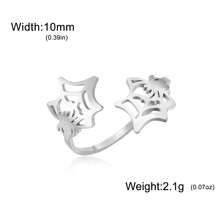 LIKGREAT 1pc Women's Stainless Steel Creative Open Adjustable Spider Web Ring, Unisex Halloween Jewelry Gift - Fashion Series - View 8