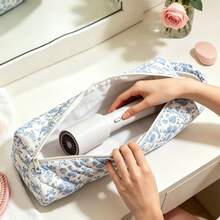 1pc Large Capacity Quilted Hair Dryer Storage Bag | Curling Iron And Flat Iron Travel Storage Box | Portable Styling Tool Storage Bag With Handle - Multiple Colors Available - A - View 8