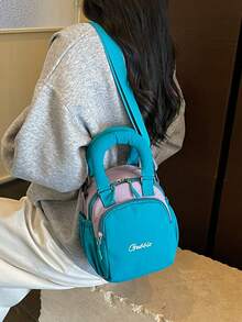 Casual Handbag Two Tone Embroidery Crossbody Sling Bag Multi Compartment Mini Purse For Daily Travel Outdoor - Multicolor - View 6