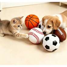 Pet Toy Set, Colorful Sports Ball, Interactive Chew Toys, Including Baseball, Basketball, Soccer, Outdoor And Indoor Anxiety Relief Game Toys For Small And Medium-Sized Cats And Dogs, Christmas Gifts, Halloween Gifts - Multicolor - View 3